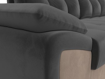 Угловой диван для гостиной Нэстор прайм, Серый/Бежевый (велюр) в Южно-Сахалинске - предосмотр 5