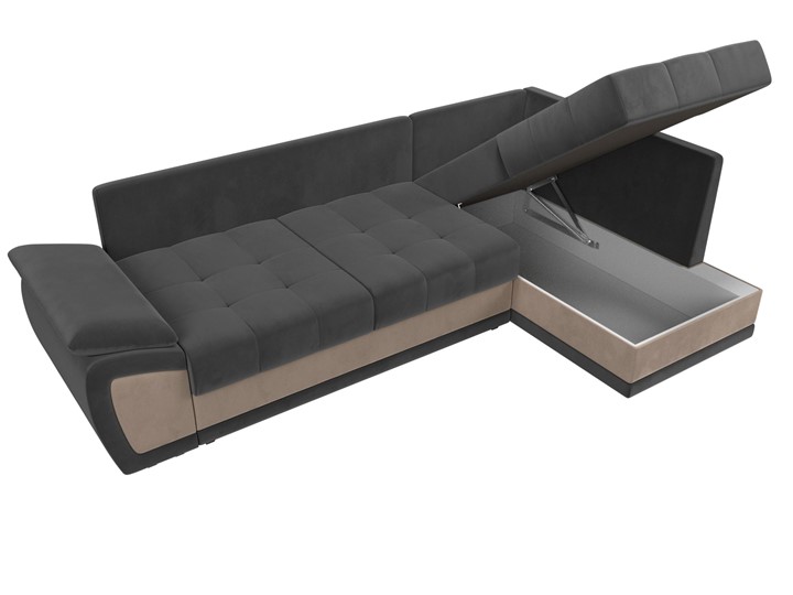 Угловой диван для гостиной Нэстор прайм, Серый/Бежевый (велюр) в Южно-Сахалинске - изображение 8