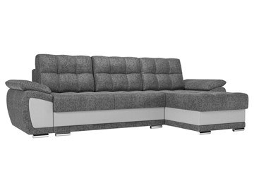 Угловой диван для гостиной Нэстор, Серый/Белый (рогожка/экокожа) в Южно-Сахалинске - предосмотр