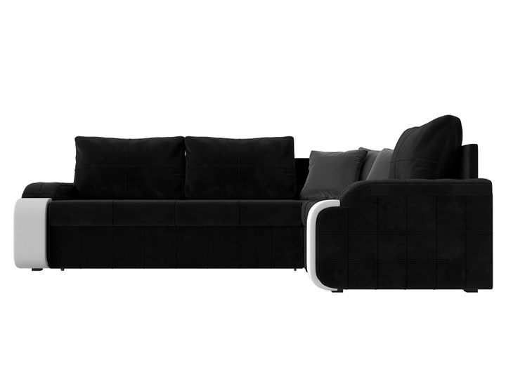 Угловой диван Николь, Черный/Белый/Серый (велюр/экокожа) в Южно-Сахалинске - изображение 1