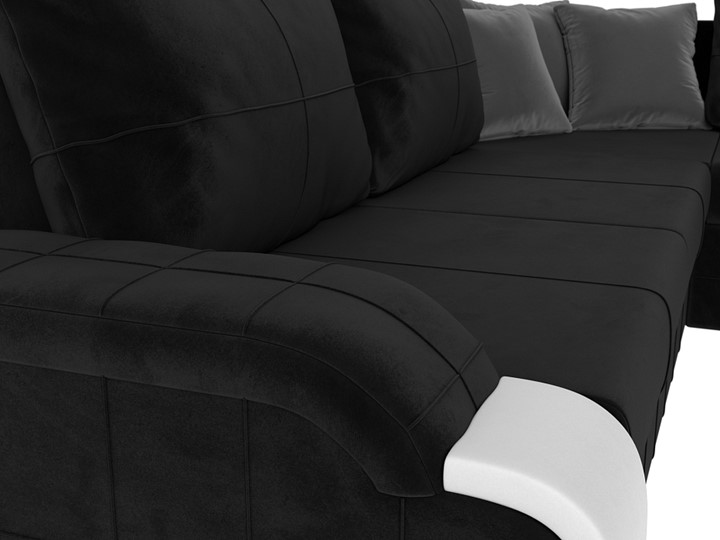 Угловой диван Николь, Черный/Белый/Серый (велюр/экокожа) в Южно-Сахалинске - изображение 3