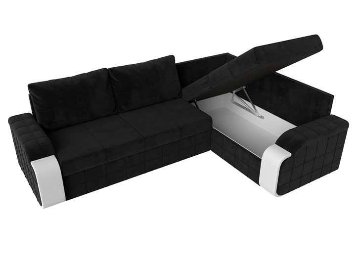 Угловой диван Николь, Черный/Белый/Серый (велюр/экокожа) в Южно-Сахалинске - изображение 5