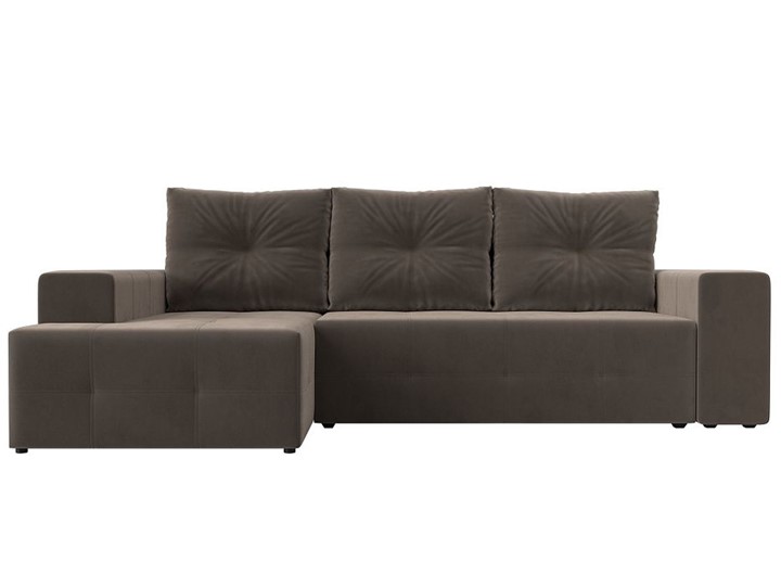 Угловой диван с оттоманкой Перри, Коричневый (велюр) в Южно-Сахалинске - изображение 4