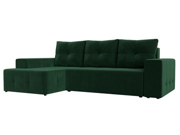 Угловой диван с оттоманкой Перри, Зеленый (велюр) в Южно-Сахалинске