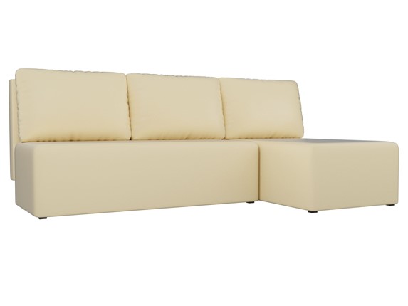 Угловой диван с оттоманкой Поло, Бежевый (экокожа) в Южно-Сахалинске - изображение