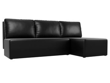 Угловой диван с оттоманкой Поло, Черный (экокожа) в Южно-Сахалинске - предосмотр