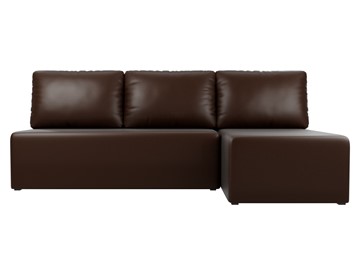 Угловой диван с оттоманкой Поло, Коричневый (экокожа) в Южно-Сахалинске - предосмотр 1