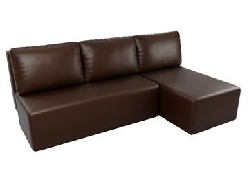 Угловой диван с оттоманкой Поло, Коричневый (экокожа) в Южно-Сахалинске - предосмотр 3