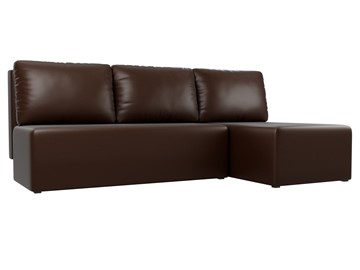 Угловой диван с оттоманкой Поло, Коричневый (экокожа) в Южно-Сахалинске - предосмотр