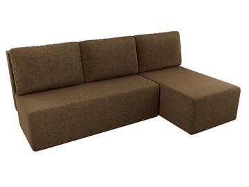 Угловой диван с оттоманкой Поло, Коричневый (микровельвет) в Южно-Сахалинске - предосмотр 3