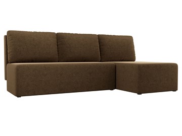 Угловой диван с оттоманкой Поло, Коричневый (микровельвет) в Южно-Сахалинске