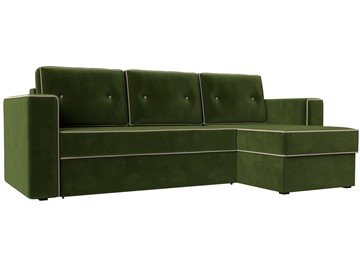 Угловой диван с оттоманкой Принстон, Зеленый (микровельвет) в Южно-Сахалинске