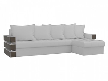 Угловой диван с оттоманкой Венеция, Белый (экокожа) в Южно-Сахалинске
