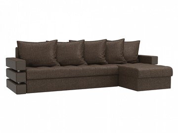 Угловой диван с оттоманкой Венеция, Коричневый (рогожка) в Южно-Сахалинске - предосмотр