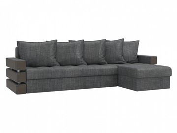 Угловой диван с оттоманкой Венеция, Серый (рогожка) в Южно-Сахалинске - предосмотр