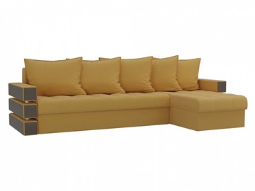 Угловой диван с оттоманкой Венеция, Желтый (микровельвет) в Южно-Сахалинске