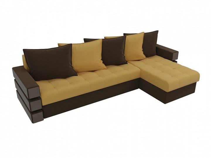 Угловой раскладной диван Венеция, Желтый/Коричневый (микровельвет) в Южно-Сахалинске - изображение 3