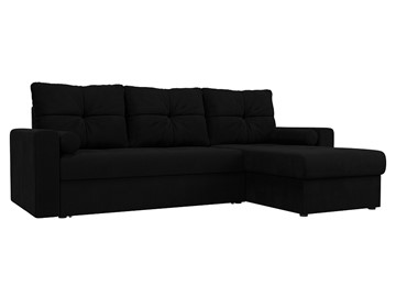 Угловой диван с оттоманкой Верона, Черный (микровельвет) в Южно-Сахалинске - предосмотр