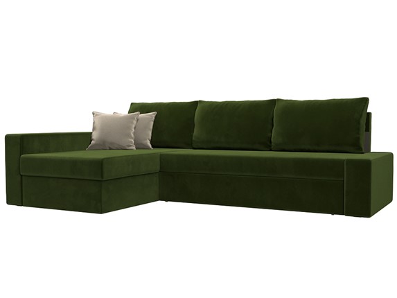 Угловой диван Версаль, Зеленый/Бежевый (микровельвет) в Южно-Сахалинске - изображение