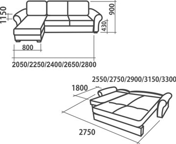 Угловой диван Аккордеон-1, 330 (круглые подлокотники) с коробом, НПБ в Южно-Сахалинске - предосмотр 1