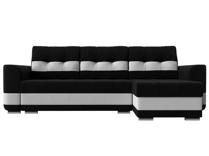 Угловой диван Честер, Черный/белый (вельвет/экокожа) в Южно-Сахалинске - изображение 1