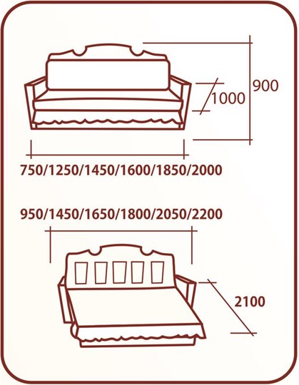 Прямой диван Аккордеон Бук 155, Классика, Элакс в Южно-Сахалинске - изображение 1