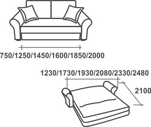 Прямой диван Аккордеон-1, 195 (круглые подлокотники) в Южно-Сахалинске - изображение 2
