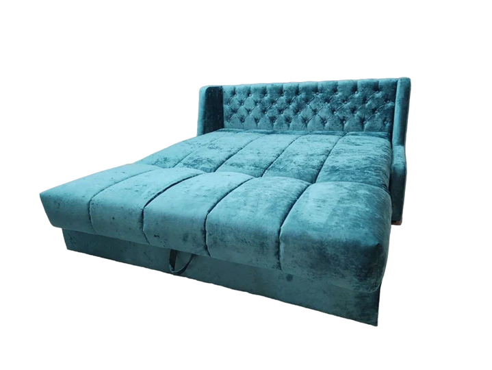 Прямой диван Аккордеон-Кровать 1,55 с каретной утяжкой, полоска (ППУ) в Южно-Сахалинске - изображение 4