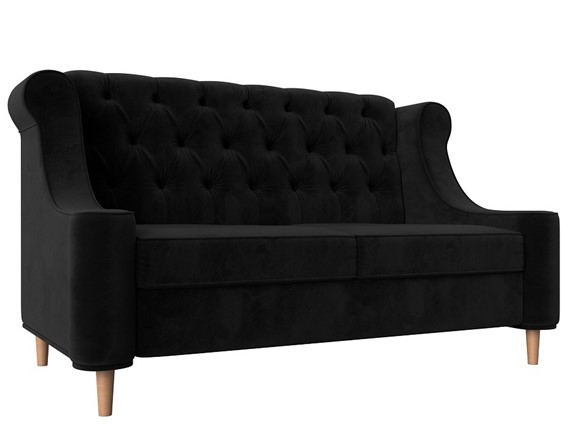 Прямой диван Бронкс, Черный (Велюр) в Южно-Сахалинске - изображение