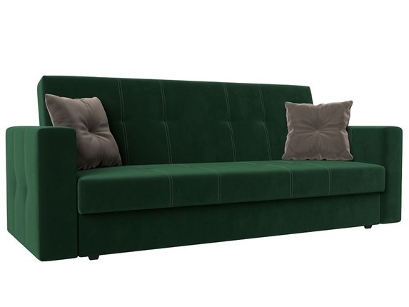 Прямой диван Лига-016, Зеленый\Коричневый (велюр) в Южно-Сахалинске - изображение