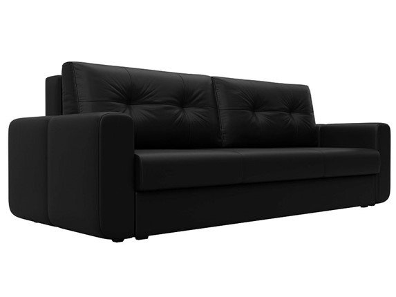 Прямой диван Лига 031, Черный (Экокожа) Боннель в Южно-Сахалинске - изображение