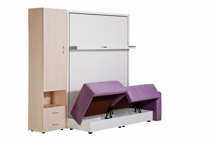 Диван Кровать-трансформер Smart (ШЛ+КД 1400+ШП+Пуф), 2 шкафа, без подлокотников в Южно-Сахалинске - изображение 4