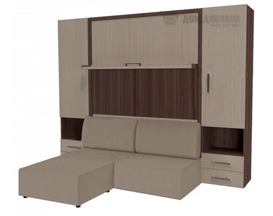 Диван Кровать-трансформер Smart (ШЛ+КД 1600+ШП+Пуф), 2 шкафа, без подлокотников в Южно-Сахалинске - изображение