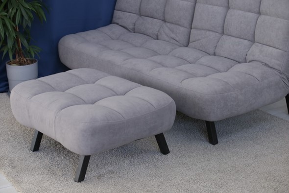 Комплект мебели Абри цвет серый диван + пуф опора металл в Южно-Сахалинске - изображение