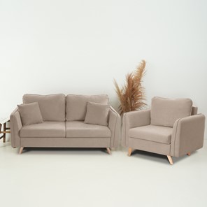 Комплект мебели Бертон бежевый диван+ кресло в Южно-Сахалинске - предосмотр 1