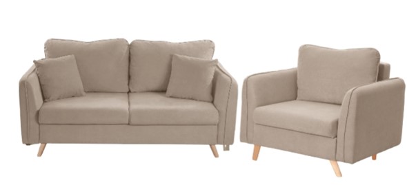 Комплект мебели Бертон бежевый диван+ кресло в Южно-Сахалинске - изображение