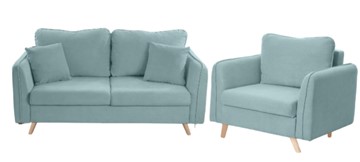 Комплект мебели Бертон голубой диван+ кресло в Южно-Сахалинске - предосмотр