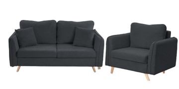 Комплект мебели Бертон графит диван+ кресло в Южно-Сахалинске - предосмотр