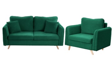 Комплект мебели Бертон изумрудный диван+ кресло в Южно-Сахалинске - предосмотр