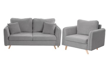 Комплект мебели Бертон серый диван+ кресло в Южно-Сахалинске - предосмотр