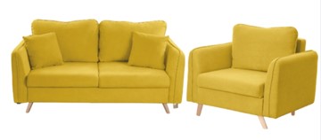 Комплект мебели Бертон желтый диван+ кресло в Южно-Сахалинске