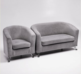 Комплект мебели Брамс  цвет серый диван 2Д + кресло в Южно-Сахалинске - предосмотр