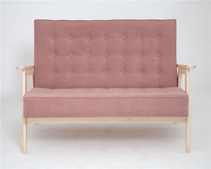 Прямой диван Ретро, двухместный (беленый дуб / RS 12 - розовый) в Южно-Сахалинске - изображение 1