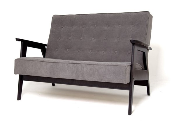 Прямой диван Ретро, двухместный (венге / RS 15 - темно-серый) в Южно-Сахалинске - изображение