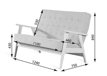 Прямой диван Ретро, двухместный (беленый дуб / RS 29 - бирюзовый) в Южно-Сахалинске - предосмотр 3