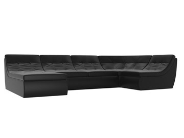 Модульный П-образный диван Холидей, Черный (экокожа) в Южно-Сахалинске - предосмотр