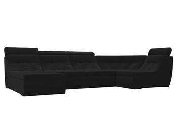 Большой модульный диван Холидей люкс, Черный (велюр) в Южно-Сахалинске - предосмотр