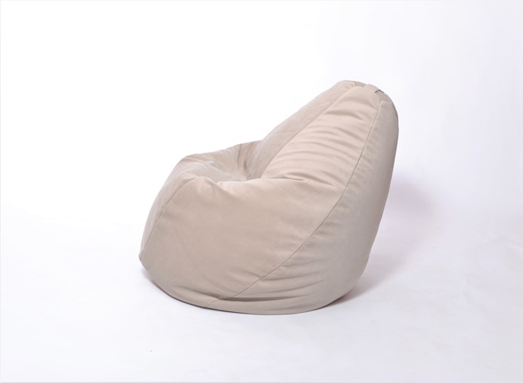 Кресло-мешок Груша большое, велюр однотон, бежевое в Южно-Сахалинске - изображение 2