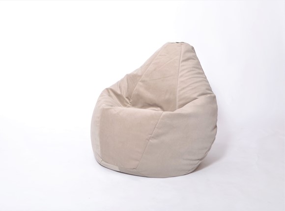 Кресло-мешок Груша среднее, велюр однотон, бежевое в Южно-Сахалинске - изображение