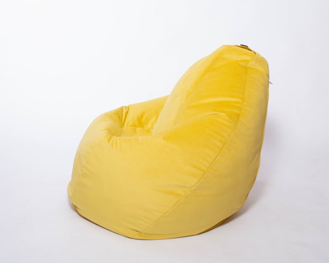 Кресло-мешок Груша среднее, велюр однотон, лимонное в Южно-Сахалинске - изображение 1